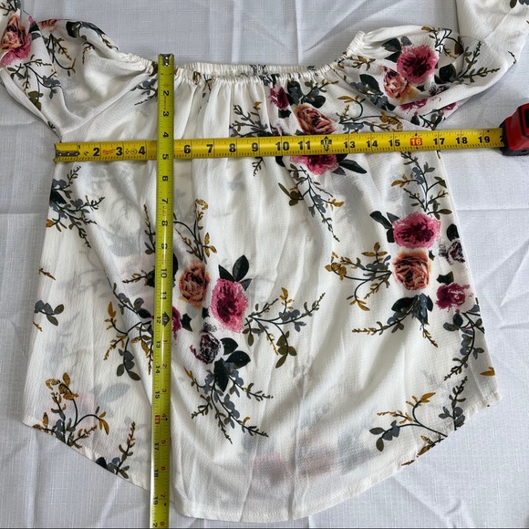 OFF THE SHOULDER boho floral blouse M cream - Picture 7 of 9